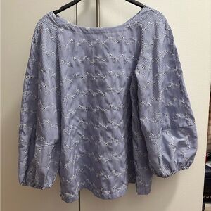 LOFT BLUE STRIPED LONG SLEEVE BLOUSE